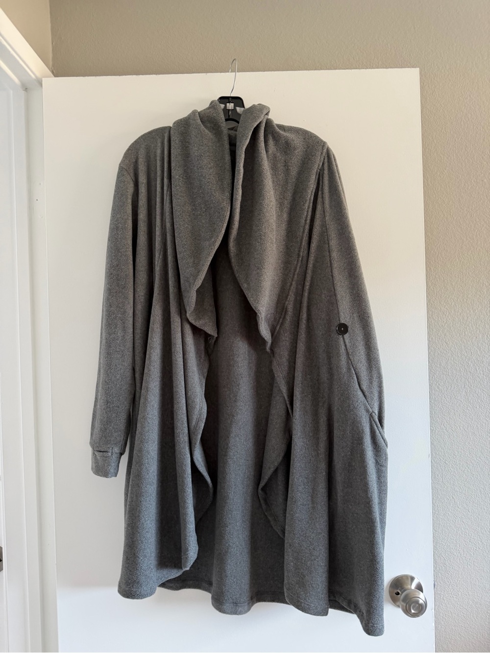Cuddl Duds Charcoal Gray Draped Open-Front Cardigan Fleecewear